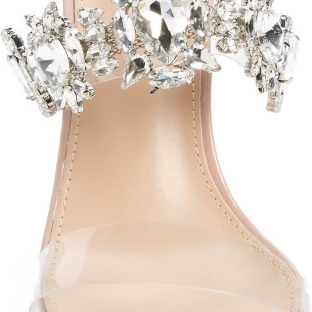 Azalea Wang cream diamond encrusted elements on strap and artsy heel - Picture 7 of 7